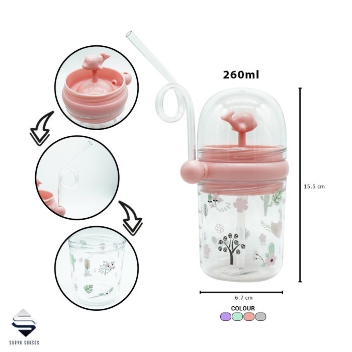 Botol minuman sedotan anak straw sippy bottle baby shark whale