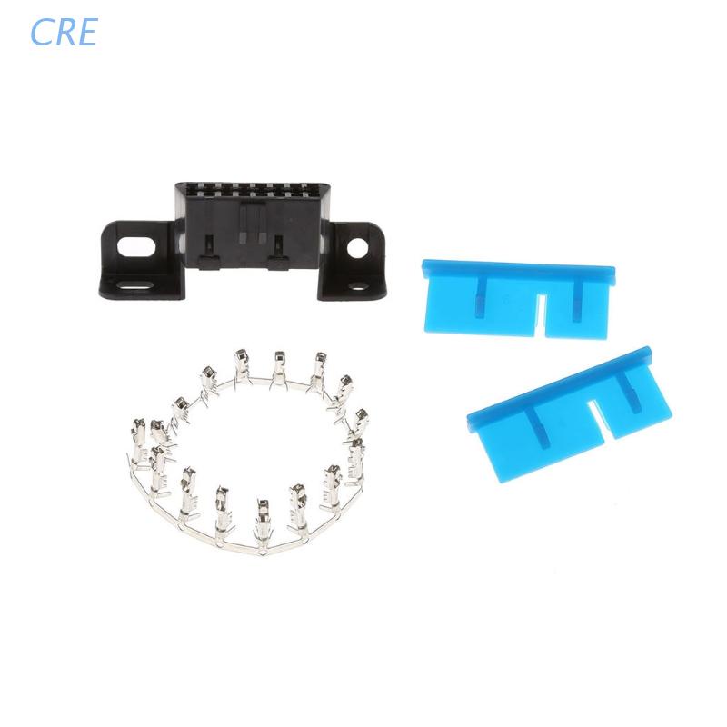 Cre Adapter Socket Konektor Kabel Female 16pin OBDII OBD2 Universal Untuk Mobil