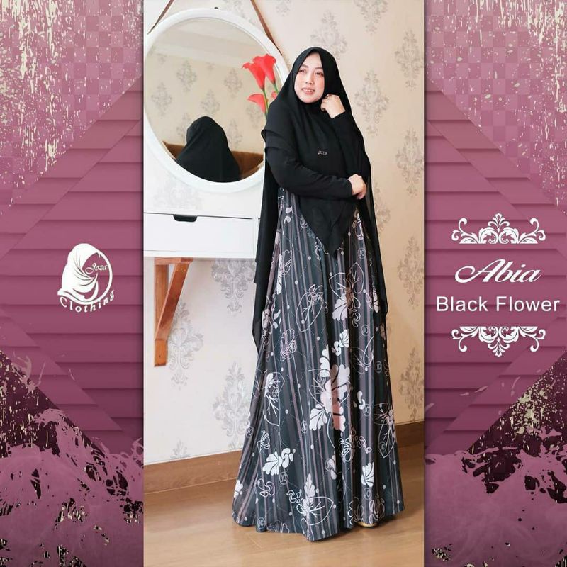 [JOZA CLOTHING] GAMIS SYARI TERLARIS / DRESS SET PRINTING " ABIA BLACK " BY JOZA CLOTHING
