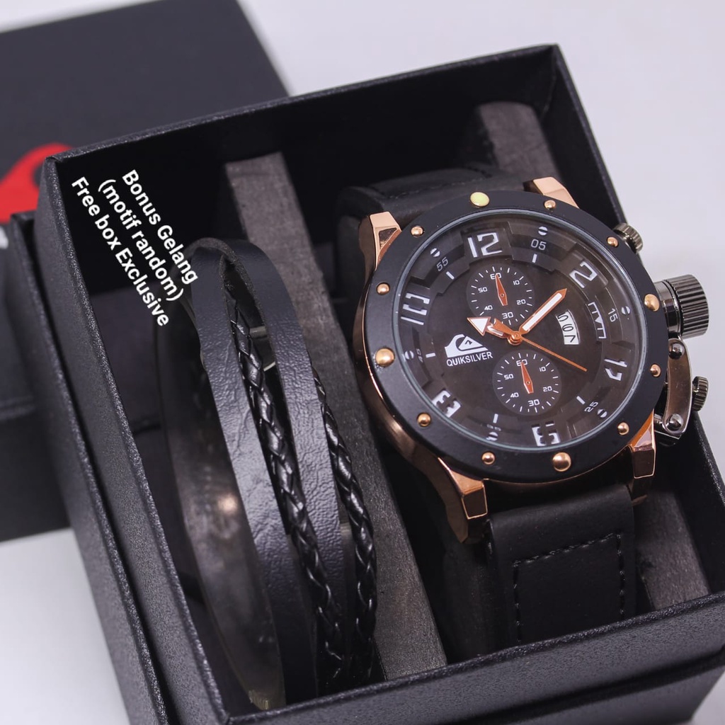 Jam Tangan Pria Quiksilver Fre Gelang Dan Box EL1335A