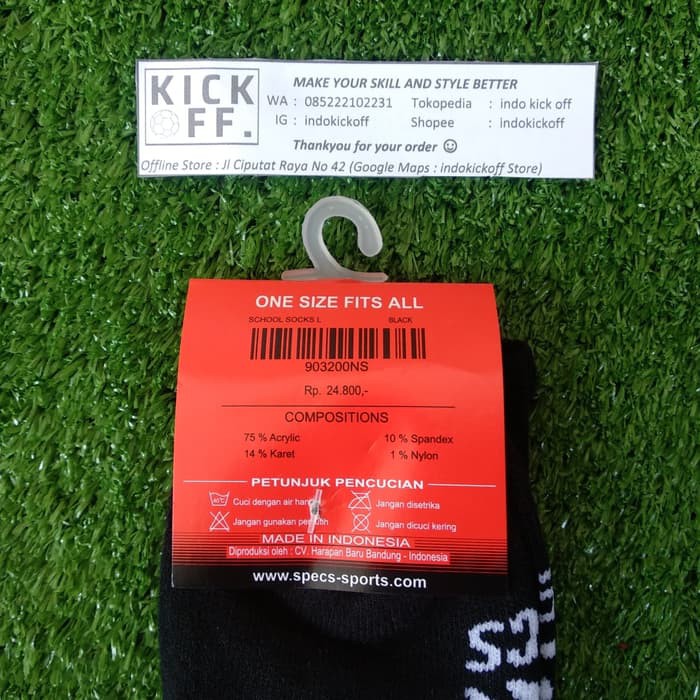 KAOS KAKI SEKOLAH/ KAOS KAKI OLAHRAGA SPECS SCHOOL SOCKS L - BLACK