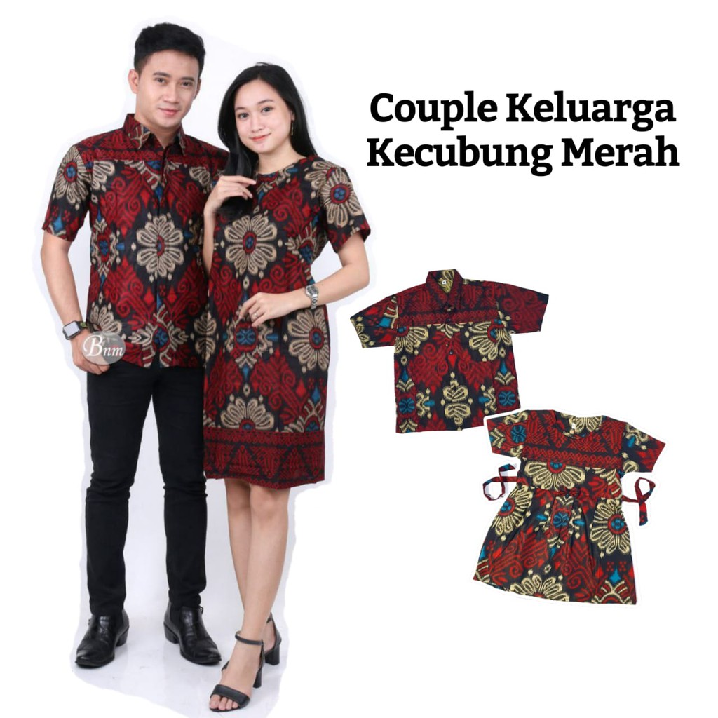 Couple Batik Dress Keluarga Atasan Motif KECUBUNG MERAH - Nivana Batik