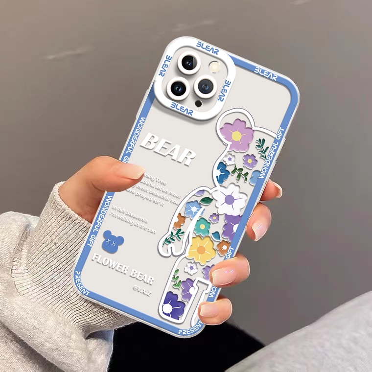 Soft Case TPU Transparan Motif Beruang Lucu Untuk IPhone 14 13 12 11 Pro XS Max X XR 8 7 6 6S Plus