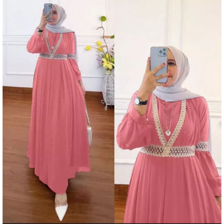 invinov - Baju Gamis Wanita Busui Ceruty Premium All Size