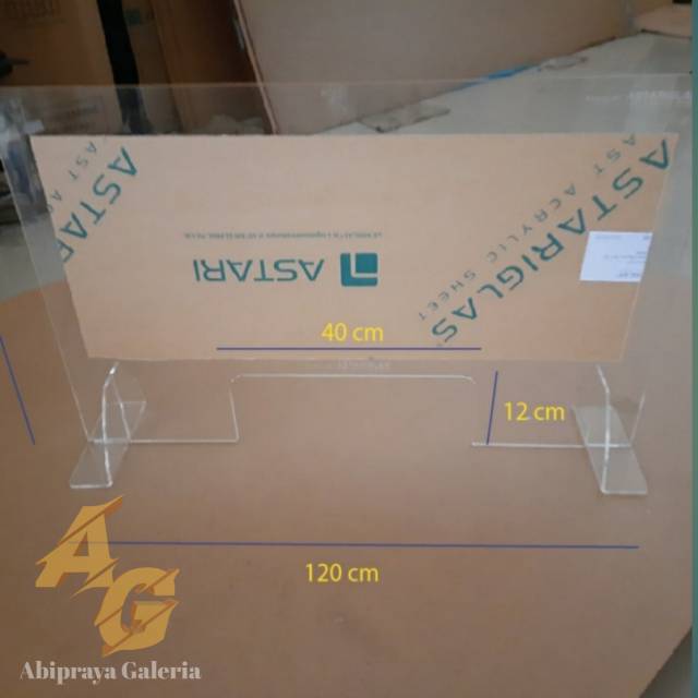 Sekat Meja Akrilik Shield Covid-19 Acrylic Teller 3mm 120cm x 60cm