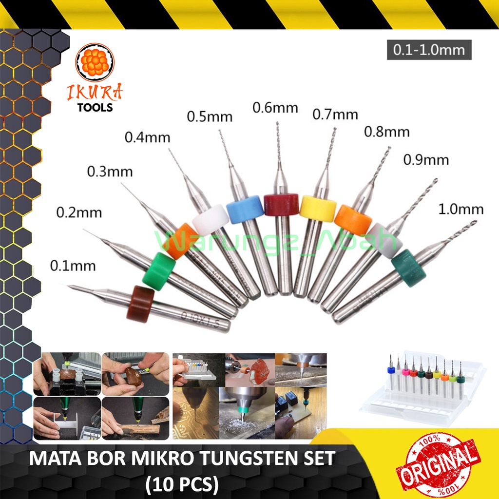 KEPALA ALAT MATA BOR DREMEL KECIL MINI MIKRO CARBIDE MICRO CNC CRAFT DRILL BITS SET TAJAM PCB PRINT 