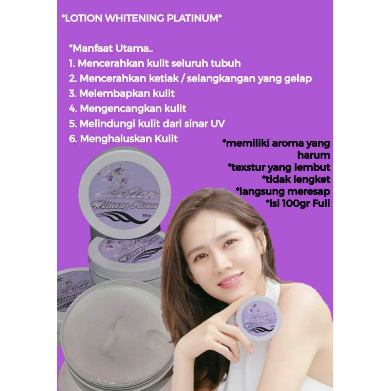 LOTION WHITENING PLATINUM//PLATINUM SKINCARE//HB WHITENING PLATINUM 100gr