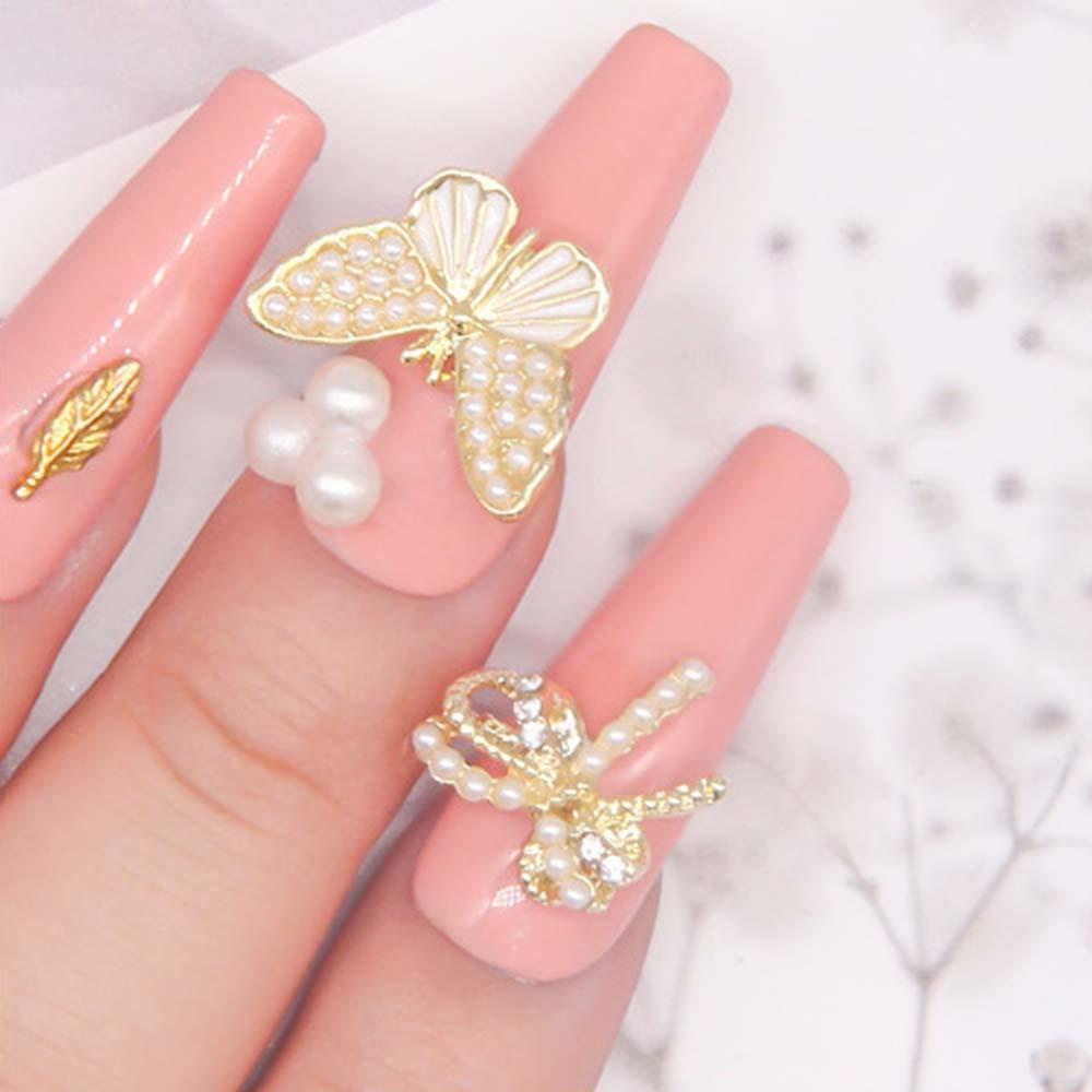 AUGUSTINA Agustina 3D Nail Art Dekorasi Pesona Mutiara Ikatan Simpul Perhiasan Kuku Indah Hiasan Kuku