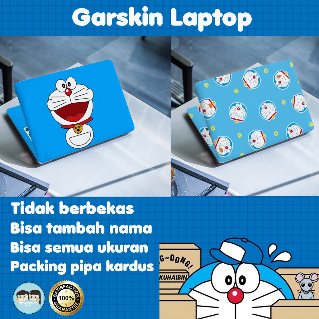 Garskin Laptop Stiker Anti Gores Full Body Doraemon Custom 10 12 13 14 15 inch Universal Untuk Semua