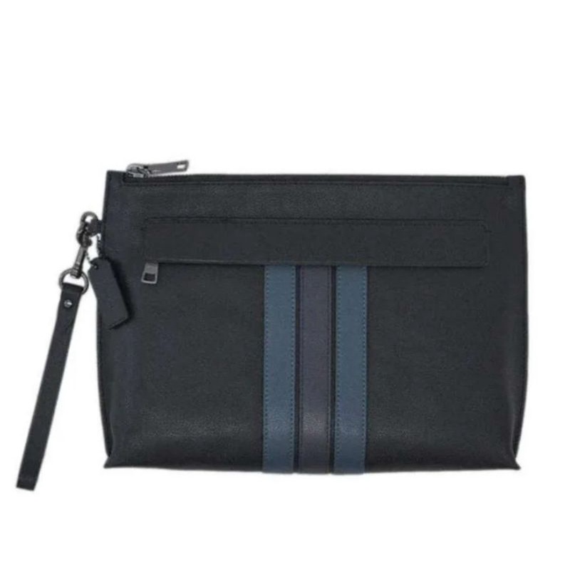 COACH CLUTCH IN SIGNATURE (F31514) Black Stripe Navy