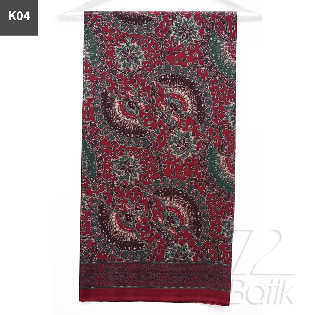 KAIN BATIK PREMIUM Bahan Katun Motif Godong Kembang Warna Merah 721642 Cap 72 Jarik Jarit Samping Kebat Panjang Batik Katun Modern Premium Bahan Seragam Batik Pernikahan Kantor Keluarga Murah Kamen Jadi Batik Bali Lembaran