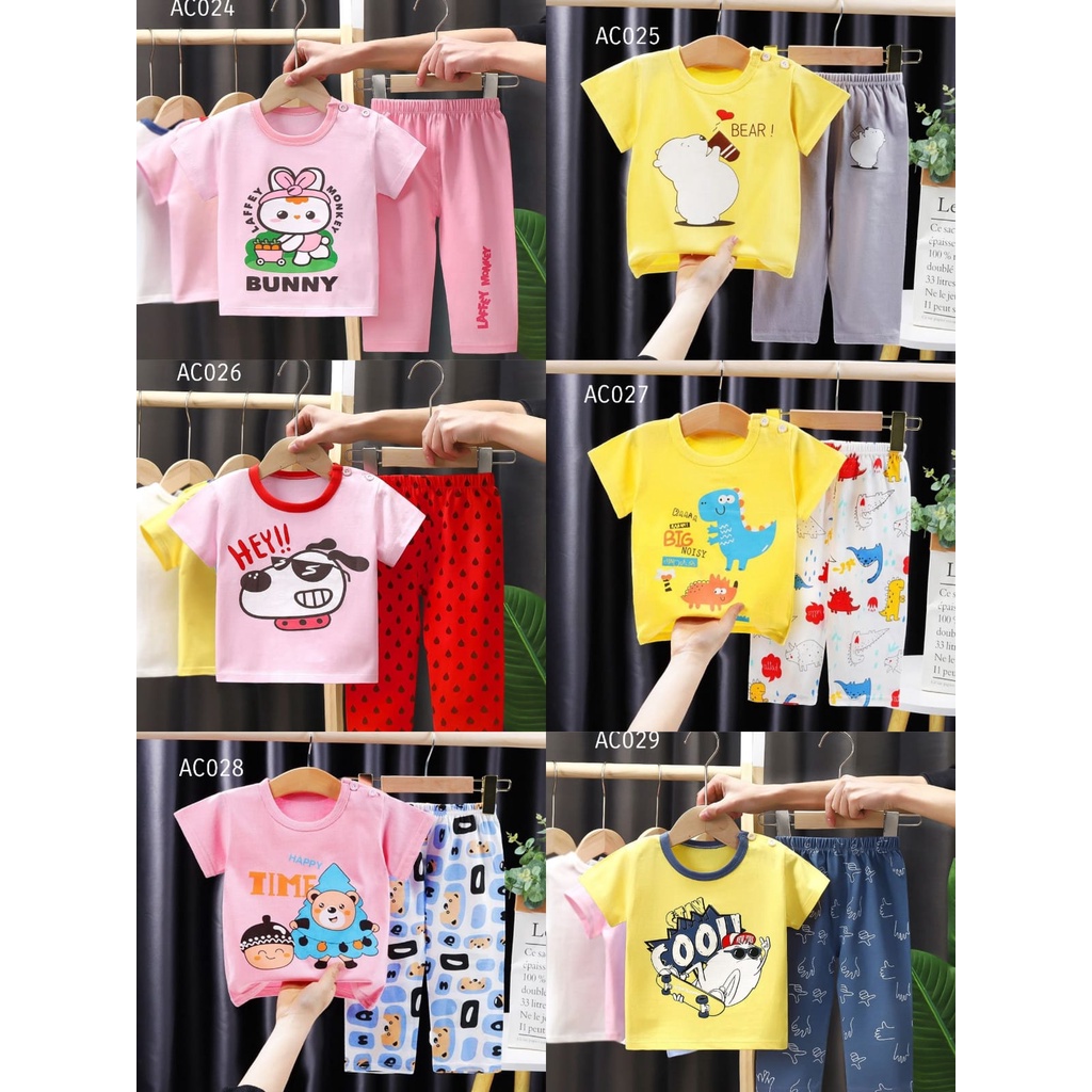 KIDZ BALI - SETELAN PIYAMA ANAK BAJU TIDUR ANAK LAKI LAKI PEREMPUAN LENGAN PENDEK IMPORT