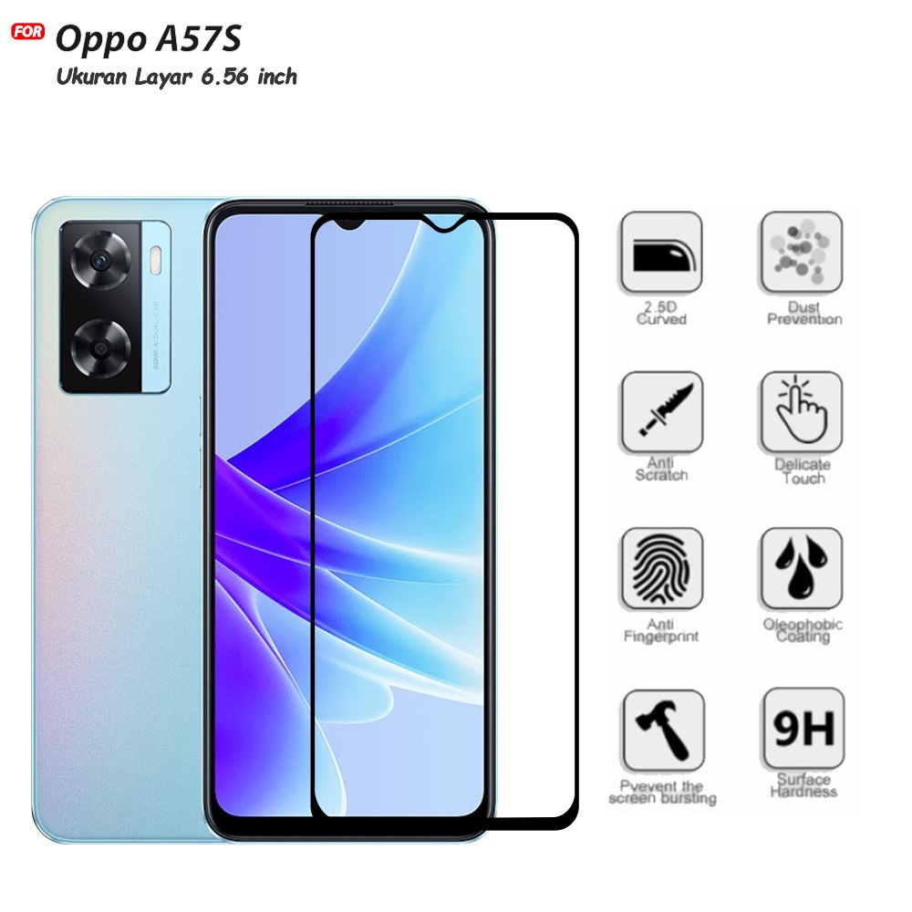 Tempered Glass Full Oppo A57S Anti Gores Kaca Full Layar