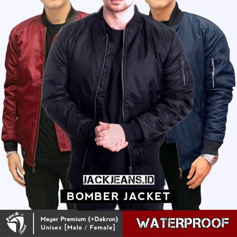 [ PREMIUM QUALITY ] Jaket Bomber Pria Wanita Polos Anti Air Waterproof Tebal JACKJEANS.ID