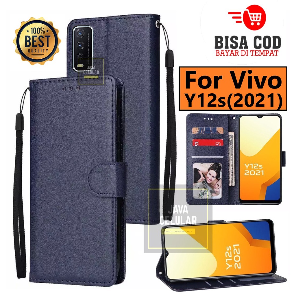 FLIP CASE UNTUK VIVO Y12s 2021 FLIP LEATHER CASE PREMIUM-FLIP WALLET CASE KULIT UNTUK VIVO Y12s 2021