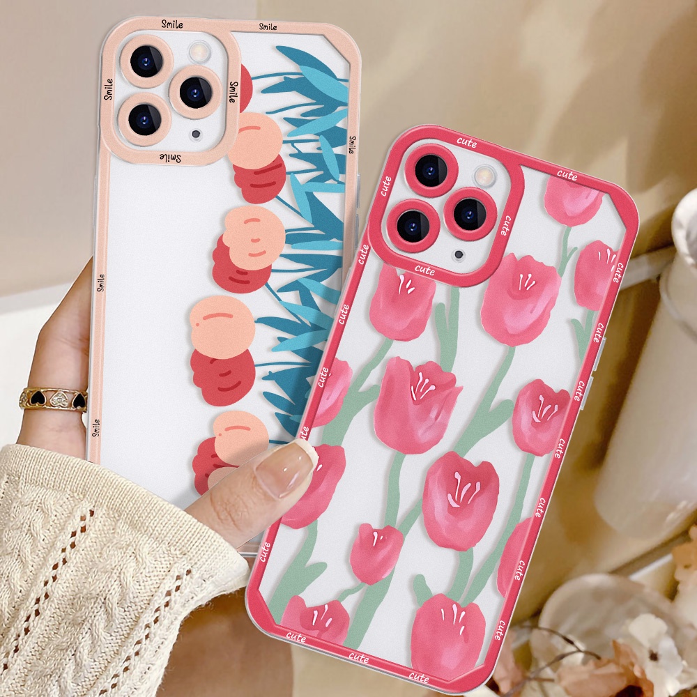 Soft Case TPU Motif Bunga Tulip Untuk Oppo A9 A5 A15 A16 A74 A3S A12E A95 A55 A74 A5S A16K A76 A96 A36 A31 A52 A72 A92 A1K A33 A32 A11 A5S A19 F11S A5S F9G