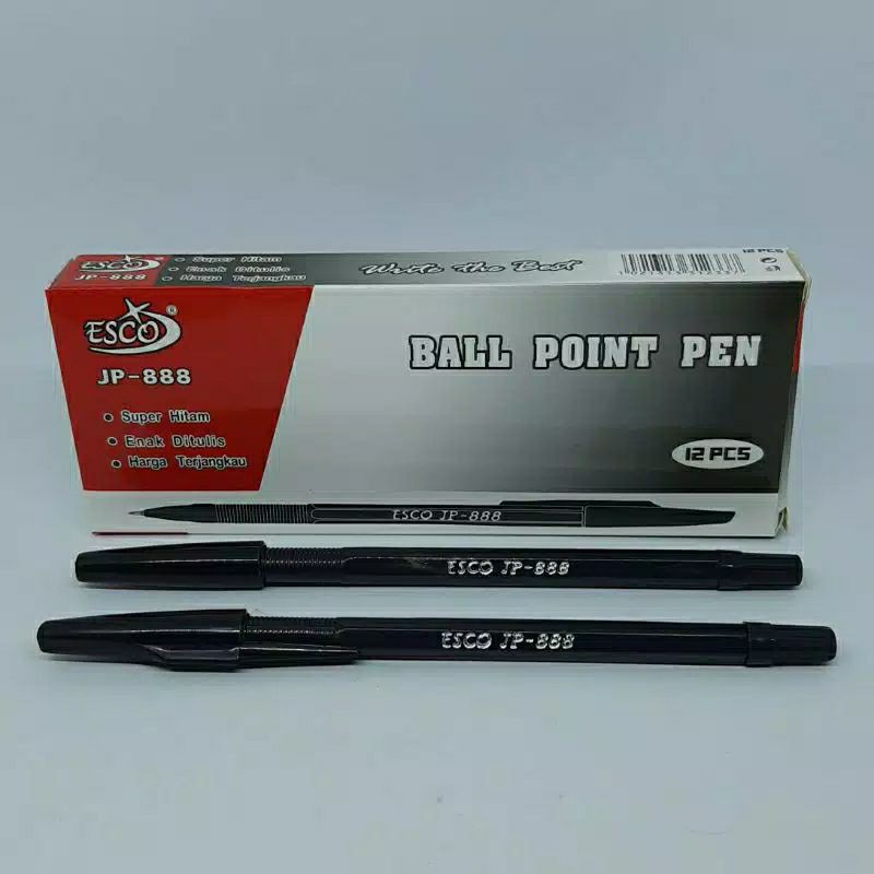 pulpen Ball point esco isi 12 pcs hitam