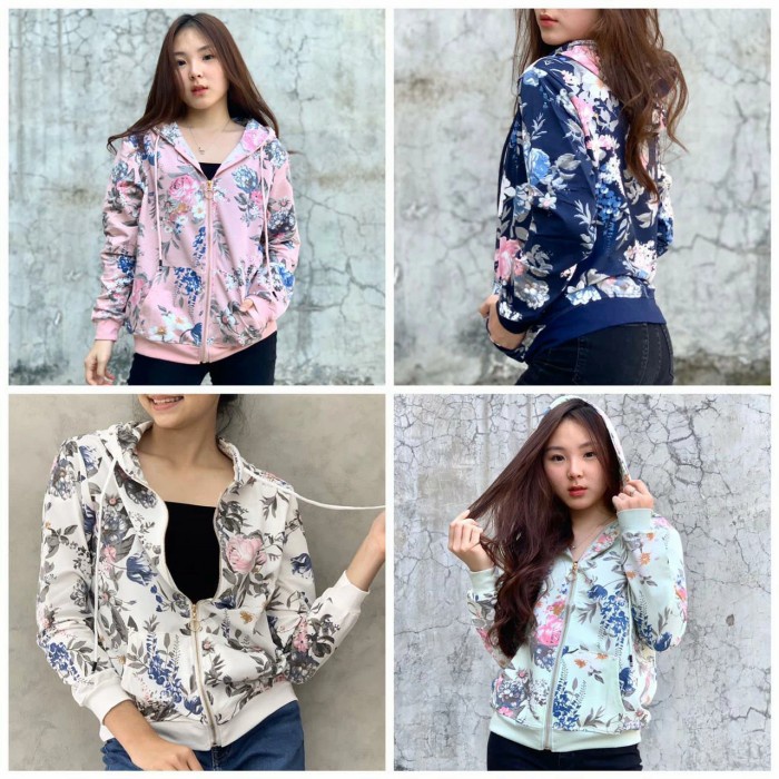 Jaket Wanita Jaket Hoodie Sweater Kaos Import Sleting Depan Wanita - Navy(W3K7) Jaket Wanita Jumbo J