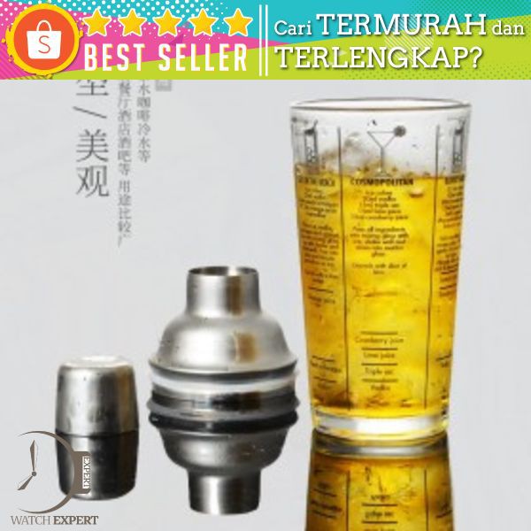 Tiamo Cocktail Shaker Bartender 400ml with Scale Design - Silver