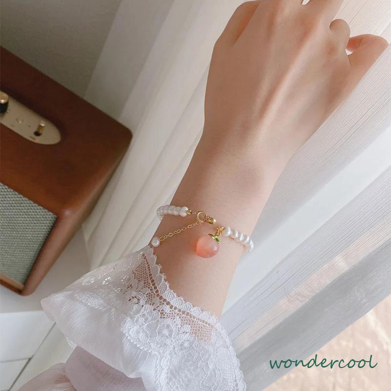 Gelang Mutiara Persik Pelajar Wanita Niche Design Sisters Couple Best Friends Gelang-Won