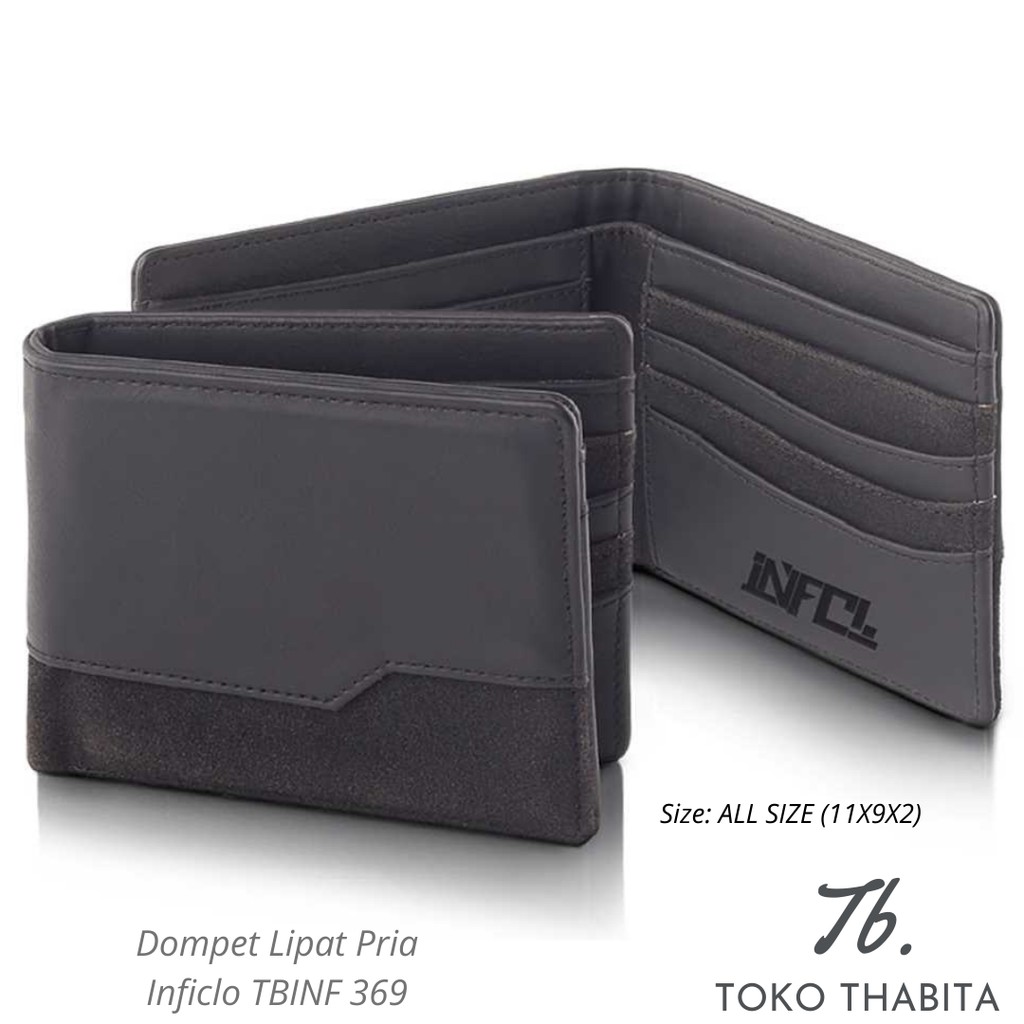 Dompet Lipat Pria Inficlo Original Distro Bahan Kulit Sintetis Warna Hitam