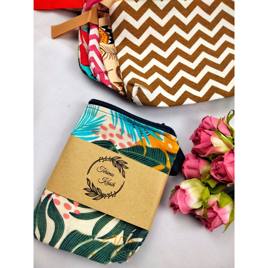 SOUVENIR  POUCH KANVAS BESAR KEMAS PLASTIK