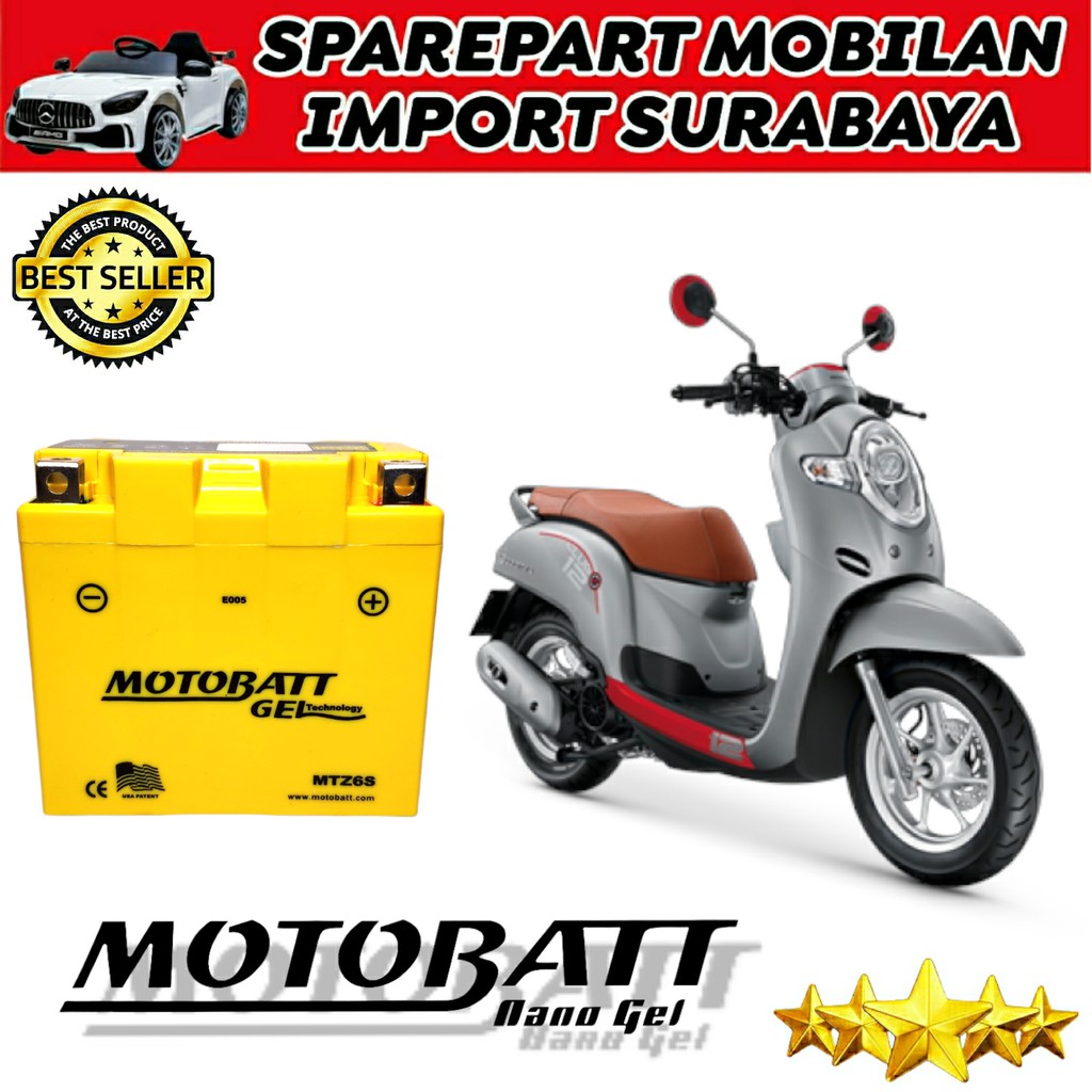 AKI KERING SEPEDA MOTOR SCOOPY MOTOBATT MTZ6S HONDA VARIO 125 YTZ6V GTZ6S ORIGINAL ACCU MOTOBATT GEL