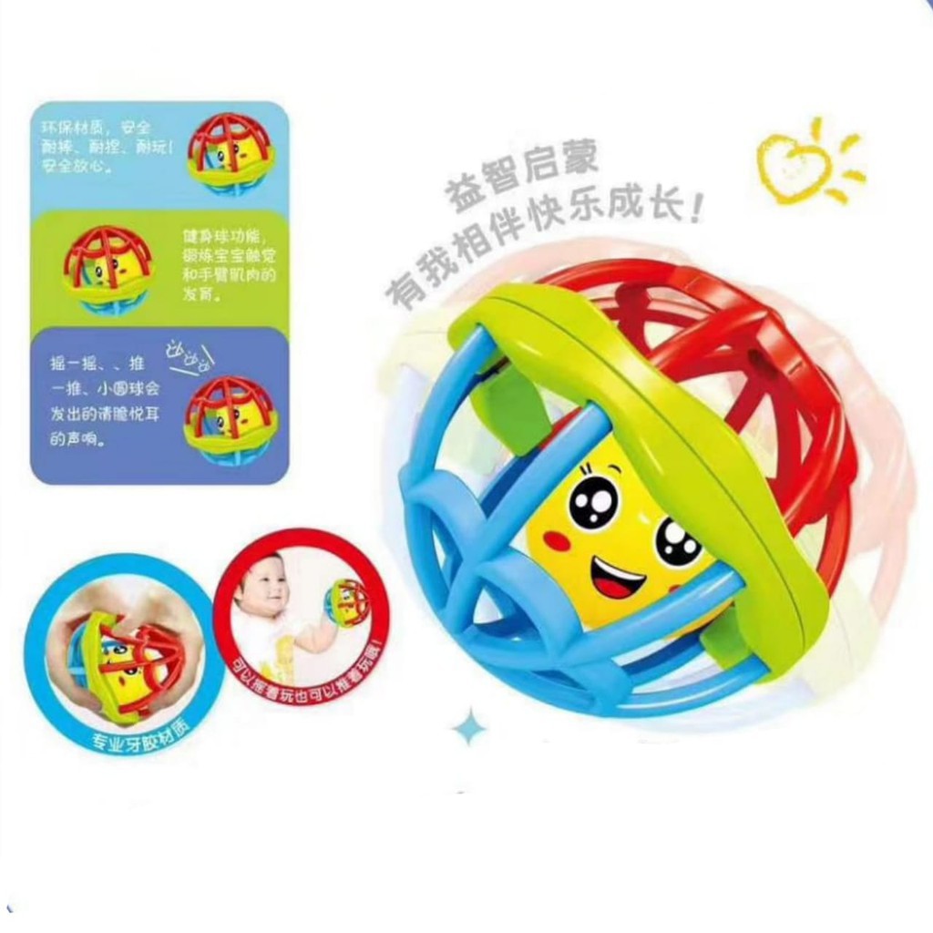 Mainan Bayi Bola Kerincingan - Mainan Gigitan Bayi Bola - Bola Putar Rattle - Colorful Rattle Ball