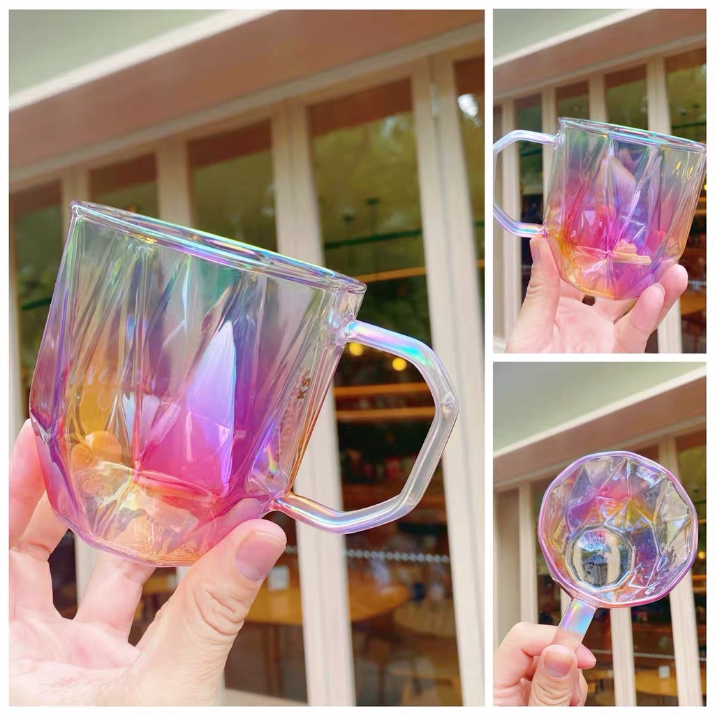 Tumbler Starbucks Color Changing Glass Cups Colour Reusable Cup(Gratis Sendok) Edisi Terbatas