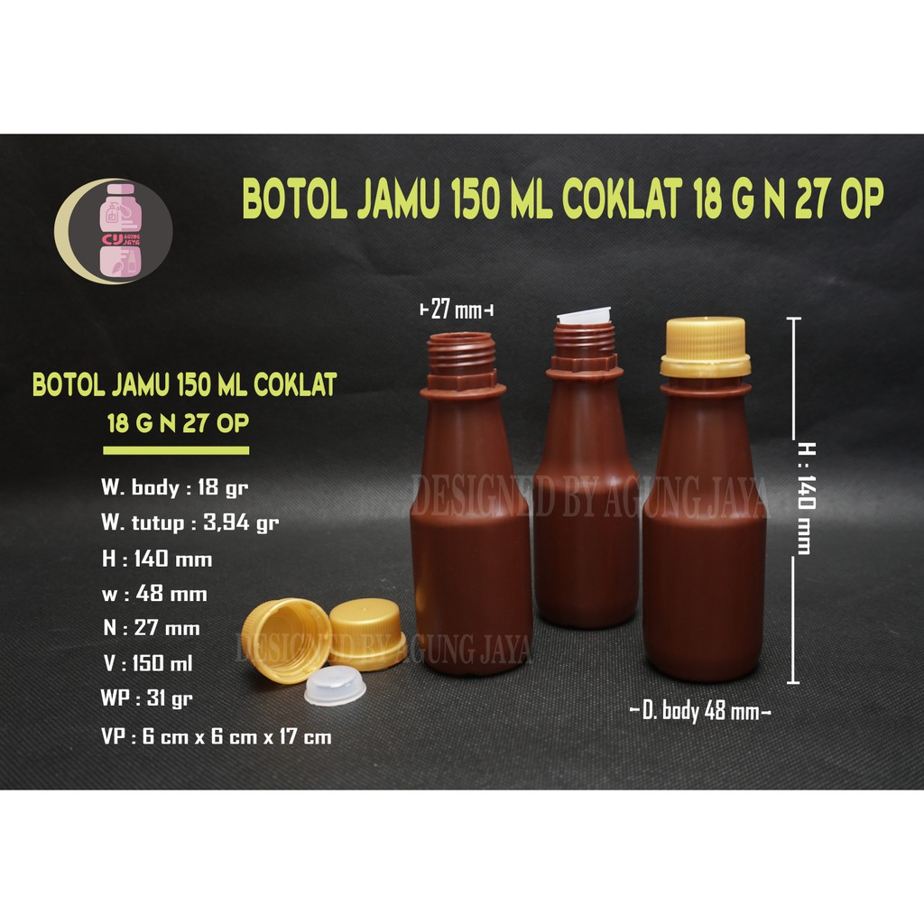 Botol Jamu  150 Ml/Botol Obat Cair/Botol Kosong/Botol Hdpe/Botol Plastik/Empty Bottles/Yk