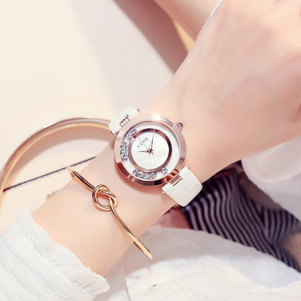 【Factory Outlet】GUOU Jam Tangan Wanita Fashion Jam Tangan Berlian Mewah Jam Tangan Tahan Air