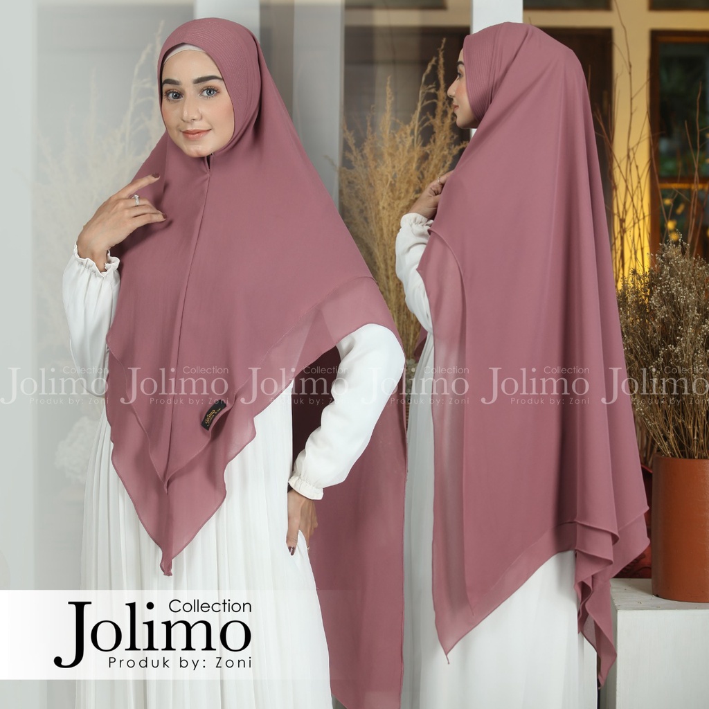Khimar Syari Jumbo Ceruti 2 Layer Premium Pet Antem Zafina | Jilbab Syari Jumbo Kekinian