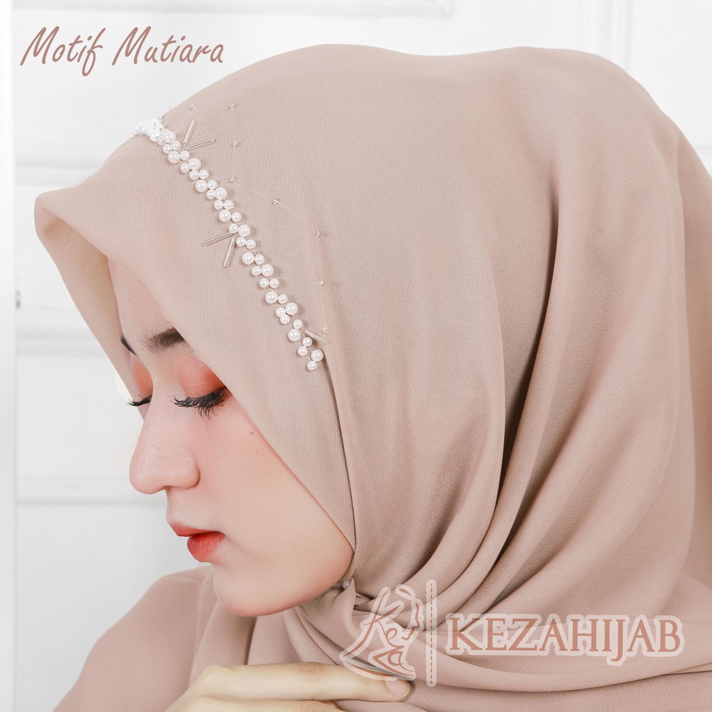 Keza - Plainsquare Payet Pearly/Jilbab Segiempat Jahit tepi 60 WARNA (Payet)/Hijab Kondangan Daun &amp; Mutiara