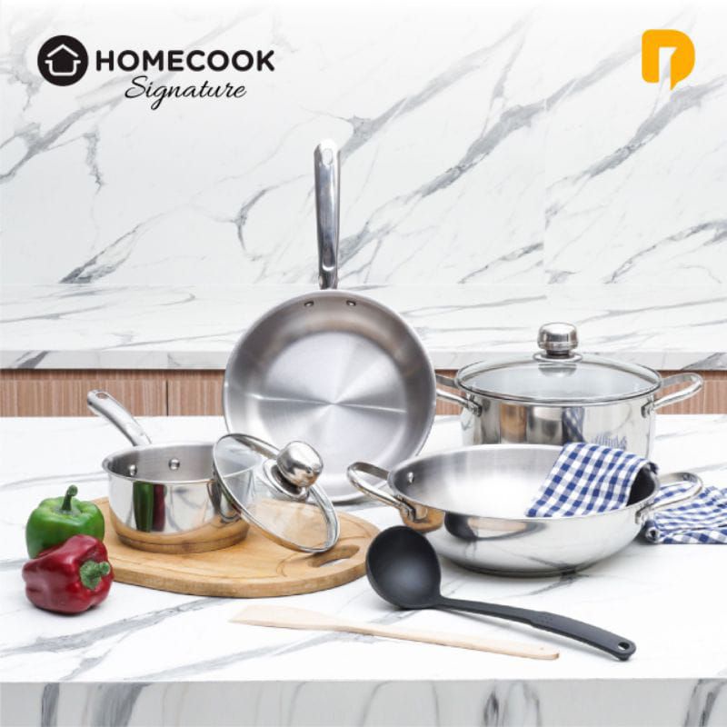 Ecer Panci Homecook Signature Panci Stainless Teflon Casserole Wok Pan Sauce Pan Tebal Kokoh