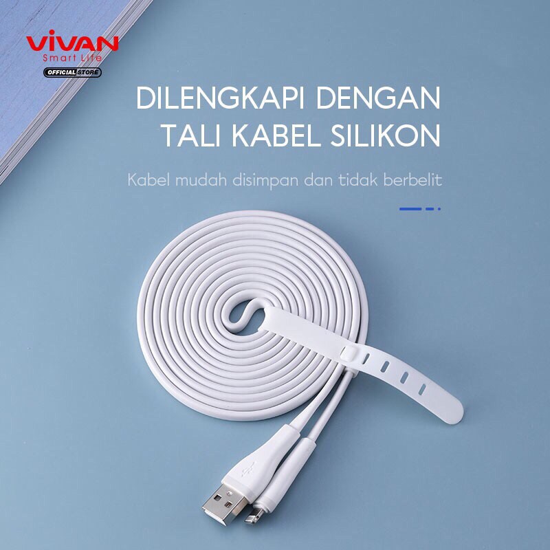 Kabel Data VIVAN SL30S SL100S SL200S Fast Charging 2A Flat Design Lightning Garansi 1 Tahun