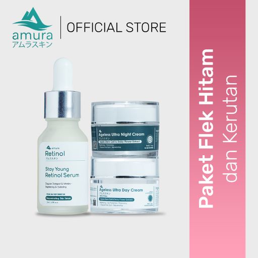 AMURA PAKET FLEK DAN KERUTAN (Amura Day Cream + Amura Night Cream + Amura Serum Retinol) - AMURA BEA