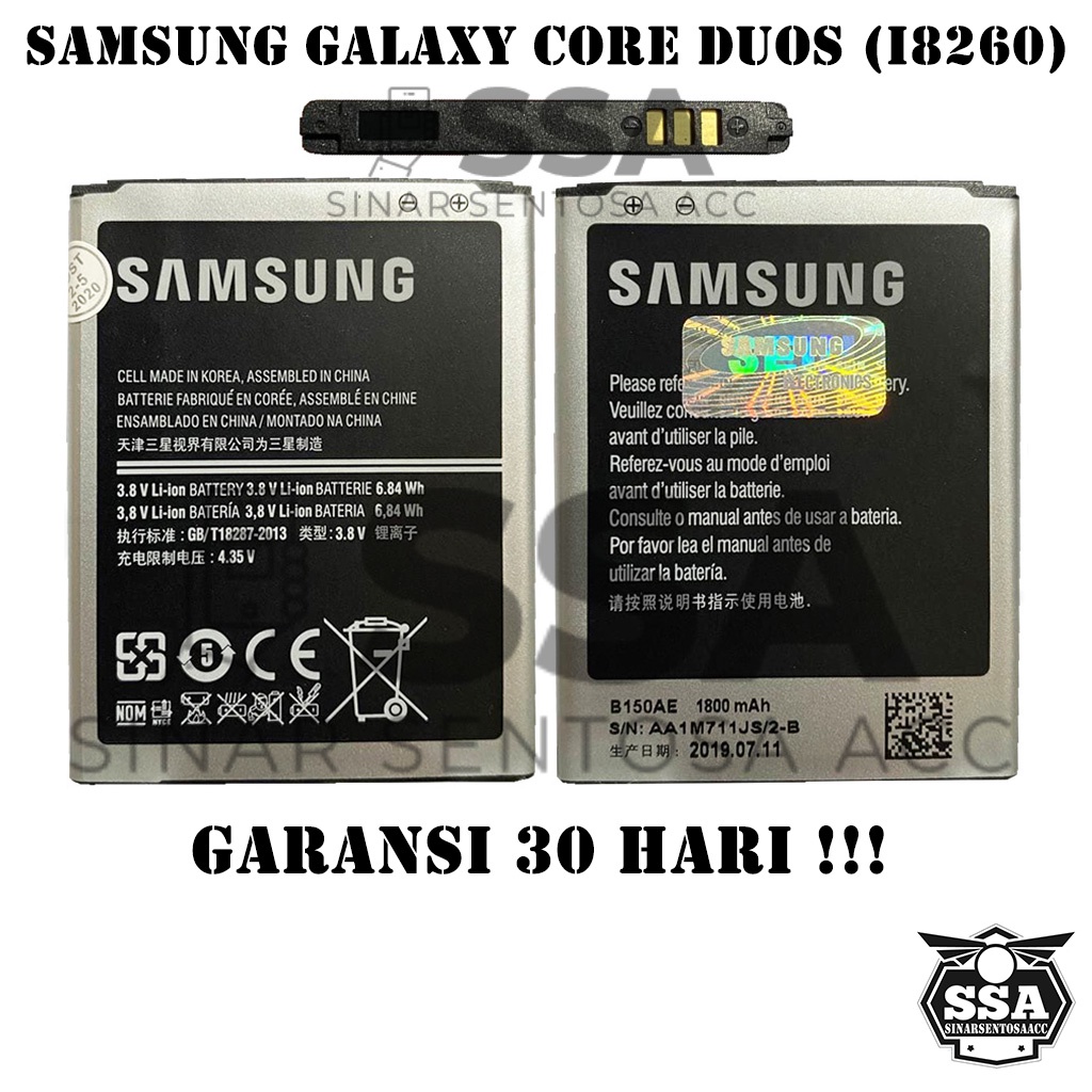 Baterai Original 100% Samsung Galaxy Core Duos i8260 i8262 G3502 B150AE Batrai Batu Batre Batrei Battery ORI HP