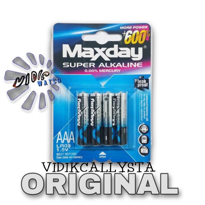 ORIGINAL BATU BATRE BATTERY SUPER ALKALINE A3 AAA LR03 ASLI 4PCS