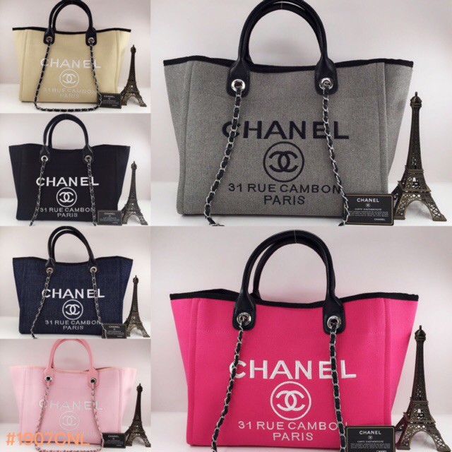 Chanel canvas deauville - tas tote chanel - chanel tote - chanel rue cambon - ningrumshop Limited