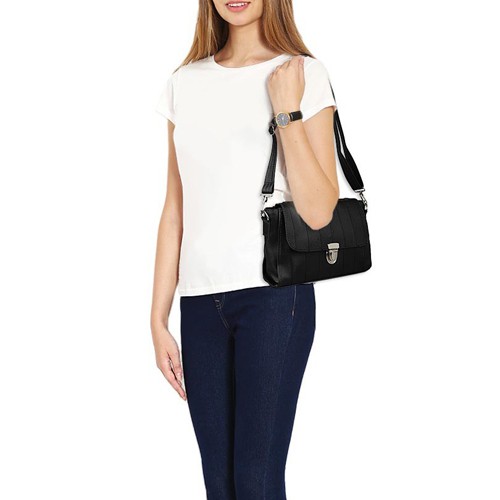 tas bahu wanita shoulder bag messenger bag cewek hitam simpel (2h1) bta280