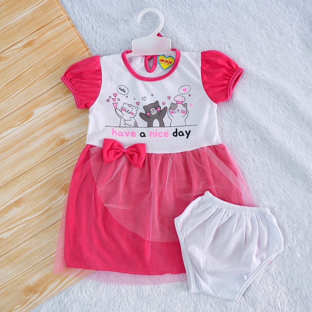 Stelan Dress Tile Anak Bayi Cewek Perempuan 6-12 Bulan-1