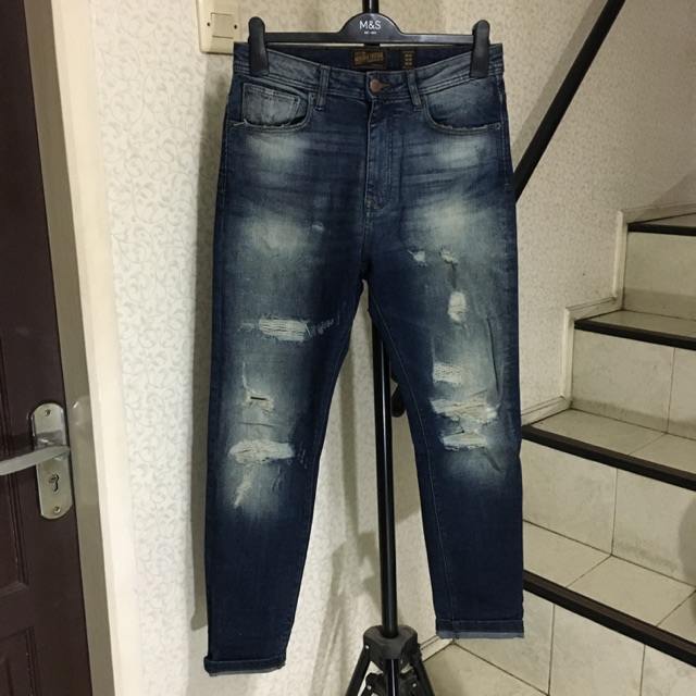 Zara man denim ripped carrot fit