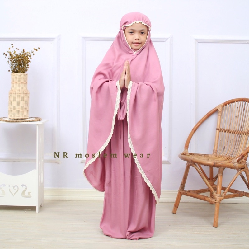 MUKENA ANAK , MUKENA ANAK RAYON POLOS , MUKENA SEKOLAH