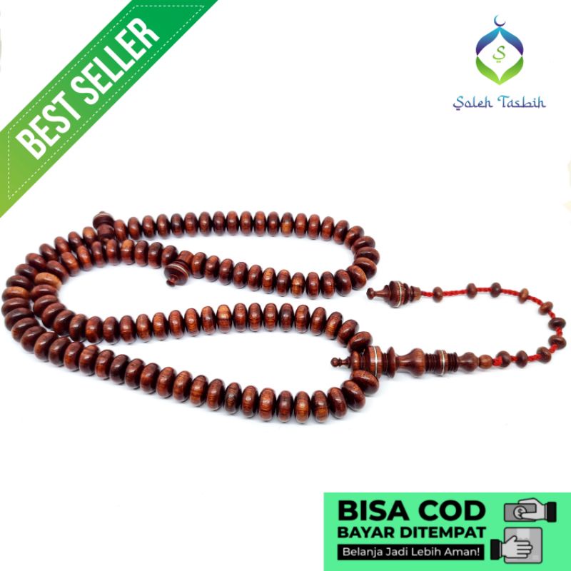 Tasbih Kayu Galih Nagasari Petir Ngurak Motif Pipih, Size 7mm x 12mm_COD