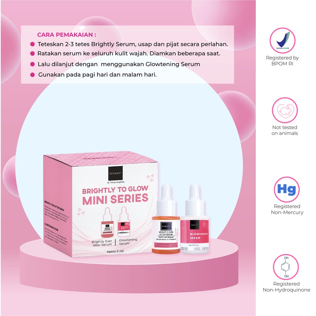 [ORI] Serum Scarlett Whitening Serum Brightly To Glow Mini Series isi 2 Mencerahkan dan Membuat Wajah Kinclong Seketika I BPOM 5ml