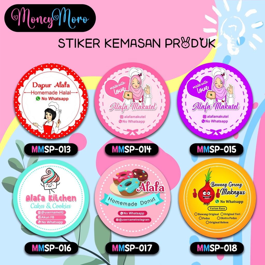 

MoneyMoro Stiker Kemasan Makanan / Stiker Kue Kering / Label Kue Kering / Stiker Produk 013-018