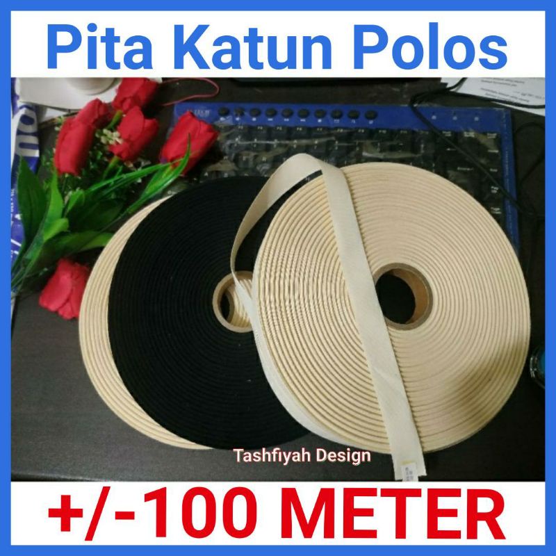 

Label Pita Katun Hitam Polos Bahan Halus Premium 1cm