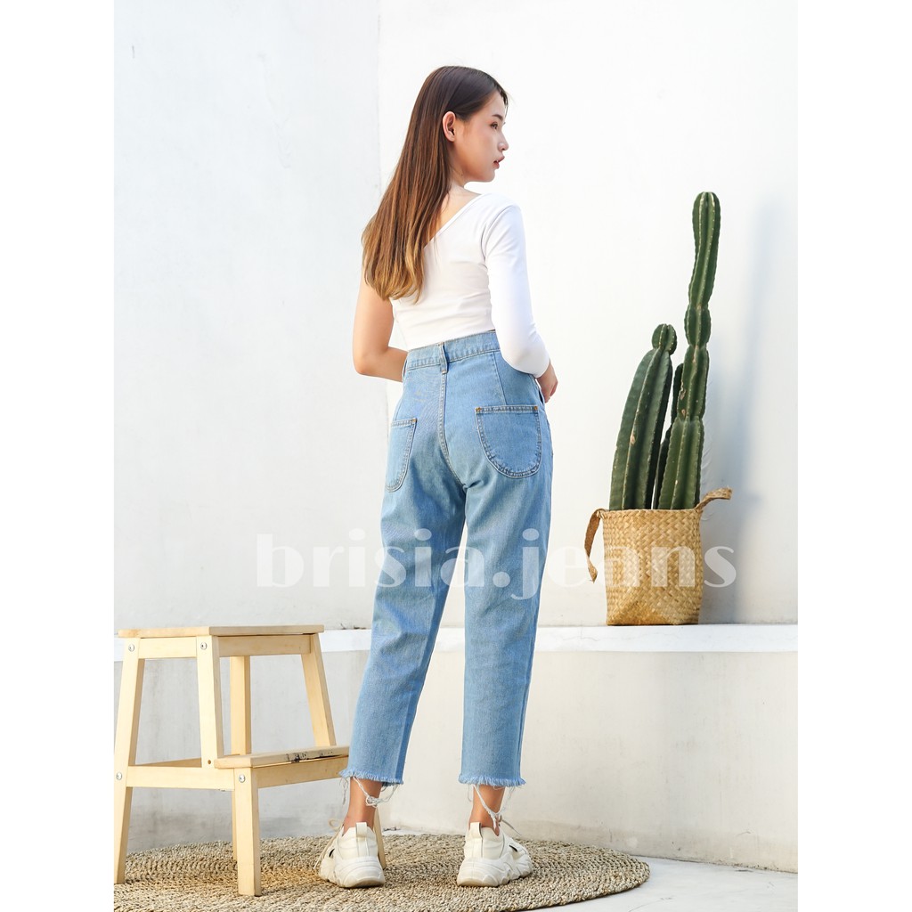 BRISIA JEANS - SIDNEY Unfinished Boyfriend Jeans (Highwaist) Size 27-38