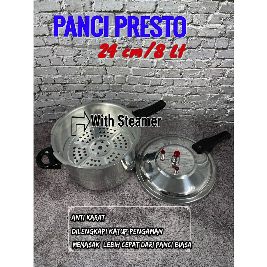 PANCI PRESTO OMICKO 24 CM/ 8 LITER PRESSURE COOKER PANCI PELUNAK TULANG BANDENG