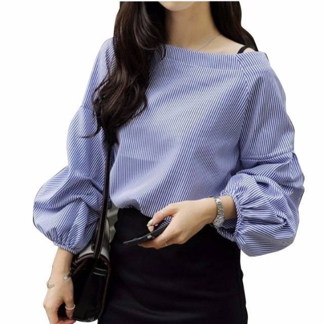 BEFAST - ZEC Baju ALFIAH Lit / Lolita Blouse / BAJU WANITA / BAJU WANITA LENGAN PANJANG / Lengan Balon / Blouse Casual / Formal / Fashion Wanita Kerja / Blouse Motif Garis-Garis Terbaru